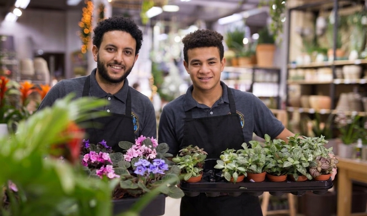 Awan Elsaada florist team in New Cairo hand-selecting fresh roses